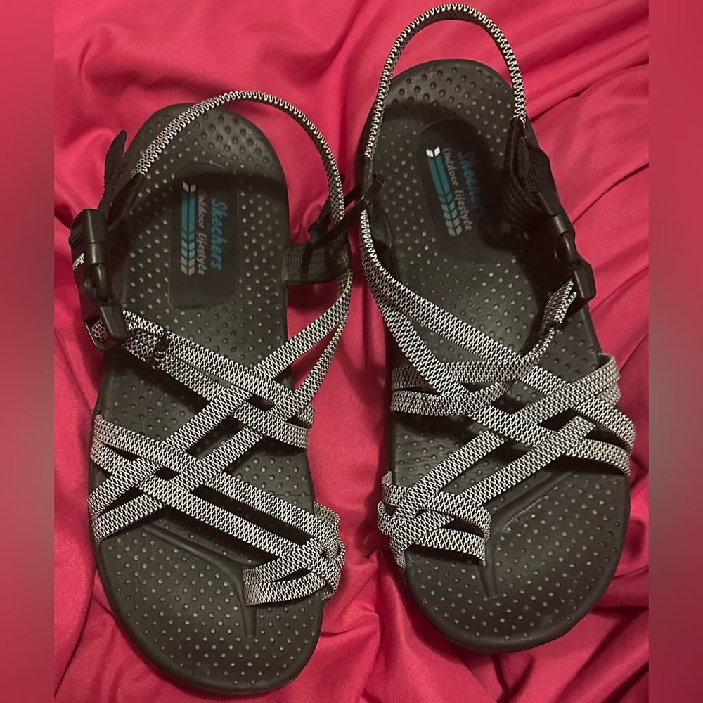Skechers Black and White Women's Sandals